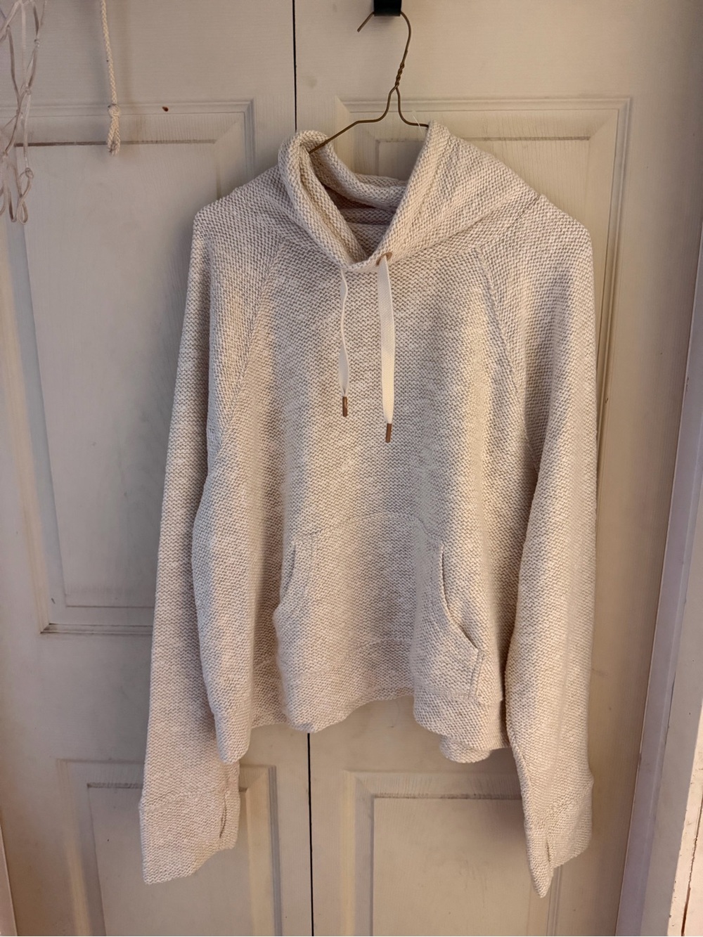 Offline by Aerie, Cream Cowl-Neck Pullover Sweater with Drawstring